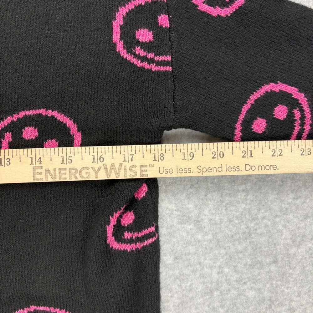 Childrens Place Cardigan Sweater Girls L Black‎ Pink Smiley Face Layering NWT